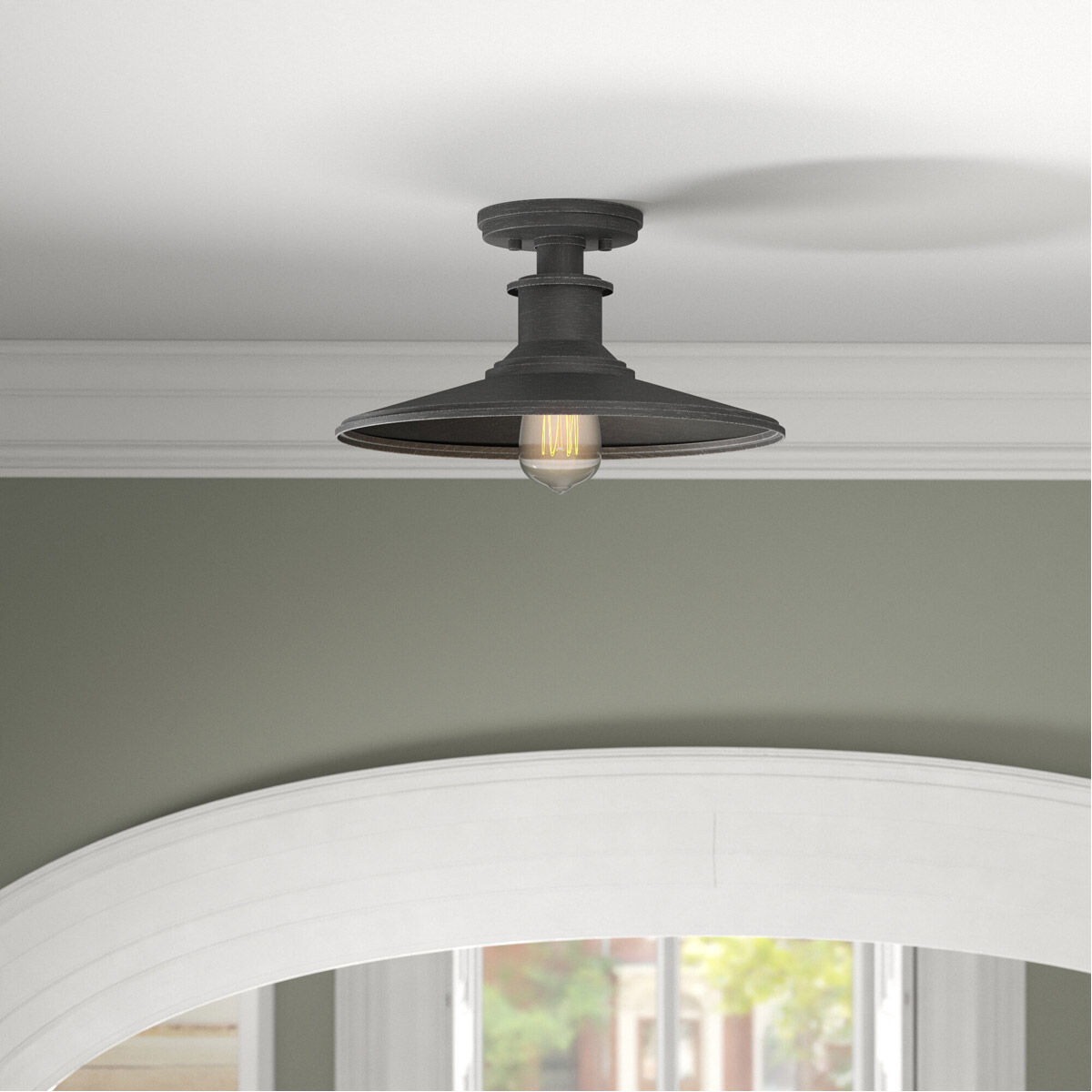 Designers Fountain D207M SF WP One Light Semi Flushmount Aurora Weathered Pewter